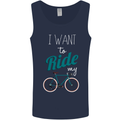 I Want to Ride My Bike Cycling Cyclist Mens Vest Tank Top Navy Blue