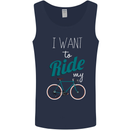 I Want to Ride My Bike Cycling Cyclist Mens Vest Tank Top Navy Blue