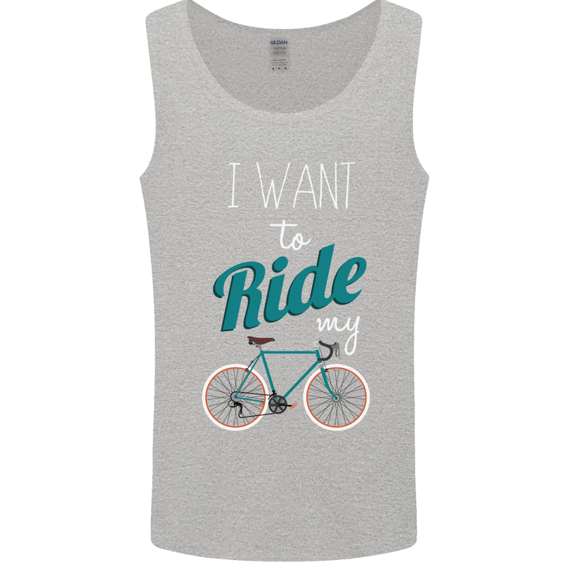 I Want to Ride My Bike Cycling Cyclist Mens Vest Tank Top Sports Grey
