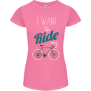 I Want to Ride My Bike Cycling Cyclist Womens Petite Cut T-Shirt Azalea