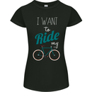 I Want to Ride My Bike Cycling Cyclist Womens Petite Cut T-Shirt Black