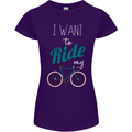 I Want to Ride My Bike Cycling Cyclist Womens Petite Cut T-Shirt Purple