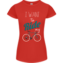 I Want to Ride My Bike Cycling Cyclist Womens Petite Cut T-Shirt Red