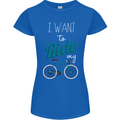 I Want to Ride My Bike Cycling Cyclist Womens Petite Cut T-Shirt Royal Blue