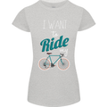 I Want to Ride My Bike Cycling Cyclist Womens Petite Cut T-Shirt Sports Grey