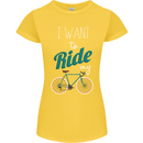 I Want to Ride My Bike Cycling Cyclist Womens Petite Cut T-Shirt Yellow