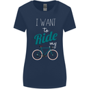 I Want to Ride My Bike Cycling Cyclist Womens Wider Cut T-Shirt Navy Blue