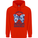 I Wear Blue For Autism Butterfly Autistic Childrens Kids Hoodie Bright Red