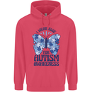 I Wear Blue For Autism Butterfly Autistic Childrens Kids Hoodie Heliconia