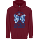 I Wear Blue For Autism Butterfly Autistic Childrens Kids Hoodie Maroon