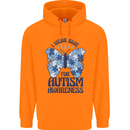 I Wear Blue For Autism Butterfly Autistic Childrens Kids Hoodie Orange