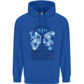 I Wear Blue For Autism Butterfly Autistic Childrens Kids Hoodie Royal Blue