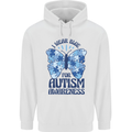 I Wear Blue For Autism Butterfly Autistic Childrens Kids Hoodie White
