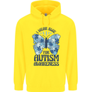 I Wear Blue For Autism Butterfly Autistic Childrens Kids Hoodie Yellow