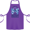 I Wear Blue For Autism Butterfly Autistic Cotton Apron 100% Organic Purple