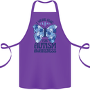 I Wear Blue For Autism Butterfly Autistic Cotton Apron 100% Organic Purple