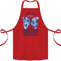 I Wear Blue For Autism Butterfly Autistic Cotton Apron 100% Organic Red
