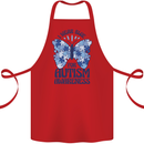 I Wear Blue For Autism Butterfly Autistic Cotton Apron 100% Organic Red