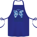 I Wear Blue For Autism Butterfly Autistic Cotton Apron 100% Organic Royal Blue