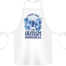 I Wear Blue For Autism Butterfly Autistic Cotton Apron 100% Organic White