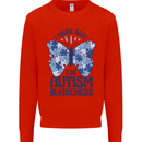 I Wear Blue For Autism Butterfly Autistic Kids Sweatshirt Jumper Bright Red