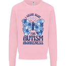 I Wear Blue For Autism Butterfly Autistic Kids Sweatshirt Jumper Light Pink