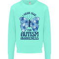 I Wear Blue For Autism Butterfly Autistic Kids Sweatshirt Jumper Peppermint
