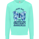 I Wear Blue For Autism Butterfly Autistic Kids Sweatshirt Jumper Peppermint