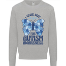 I Wear Blue For Autism Butterfly Autistic Kids Sweatshirt Jumper Sports Grey