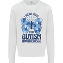 I Wear Blue For Autism Butterfly Autistic Kids Sweatshirt Jumper White