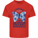 I Wear Blue For Autism Butterfly Autistic Kids T-Shirt Childrens Red