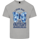 I Wear Blue For Autism Butterfly Autistic Kids T-Shirt Childrens Sports Grey