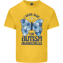 I Wear Blue For Autism Butterfly Autistic Kids T-Shirt Childrens Yellow
