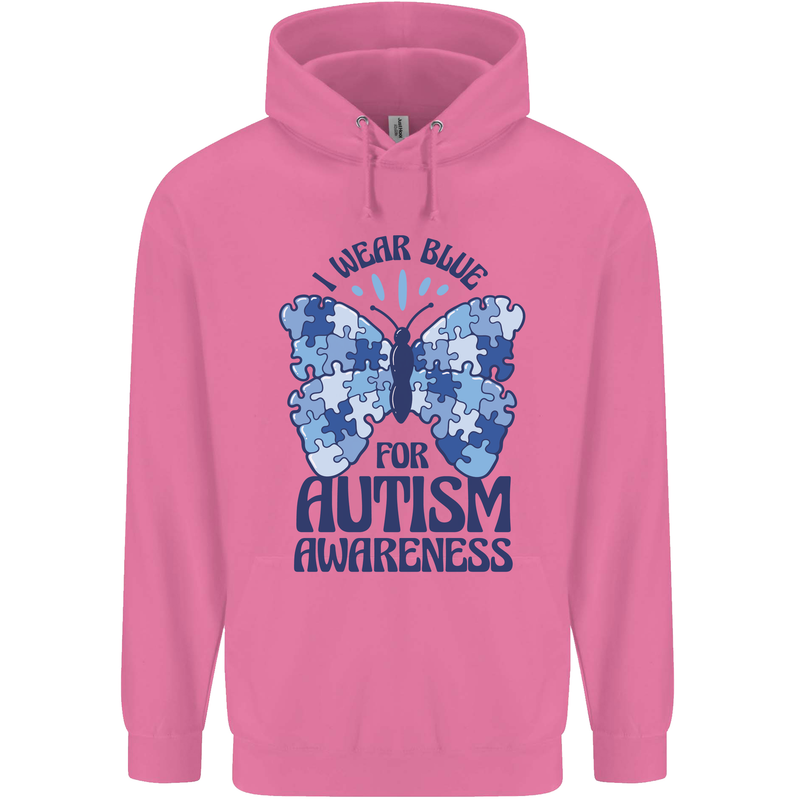 I Wear Blue For Autism Butterfly Autistic Mens 80% Cotton Hoodie Azelea