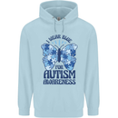 I Wear Blue For Autism Butterfly Autistic Mens 80% Cotton Hoodie Light Blue