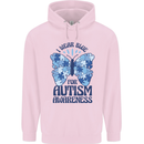 I Wear Blue For Autism Butterfly Autistic Mens 80% Cotton Hoodie Light Pink