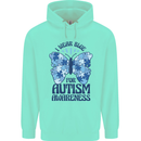 I Wear Blue For Autism Butterfly Autistic Mens 80% Cotton Hoodie Peppermint