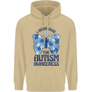 I Wear Blue For Autism Butterfly Autistic Mens 80% Cotton Hoodie Sand