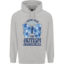 I Wear Blue For Autism Butterfly Autistic Mens 80% Cotton Hoodie Sports Grey