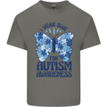I Wear Blue For Autism Butterfly Autistic Mens Cotton T-Shirt Tee Top Charcoal