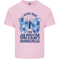 I Wear Blue For Autism Butterfly Autistic Mens Cotton T-Shirt Tee Top Light Pink