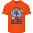 I Wear Blue For Autism Butterfly Autistic Mens Cotton T-Shirt Tee Top Orange