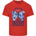 I Wear Blue For Autism Butterfly Autistic Mens Cotton T-Shirt Tee Top Red