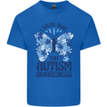 I Wear Blue For Autism Butterfly Autistic Mens Cotton T-Shirt Tee Top Royal Blue