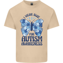 I Wear Blue For Autism Butterfly Autistic Mens Cotton T-Shirt Tee Top Sand
