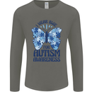 I Wear Blue For Autism Butterfly Autistic Mens Long Sleeve T-Shirt Charcoal