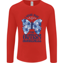 I Wear Blue For Autism Butterfly Autistic Mens Long Sleeve T-Shirt Red