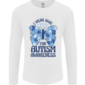 I Wear Blue For Autism Butterfly Autistic Mens Long Sleeve T-Shirt White