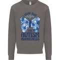 I Wear Blue For Autism Butterfly Autistic Mens Sweatshirt Jumper Charcoal