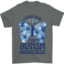 I Wear Blue For Autism Butterfly Autistic Mens T-Shirt 100% Cotton Charcoal